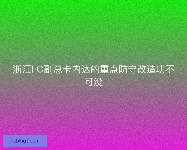 浙江FC副总卡内达的重点防守改造功不可没
