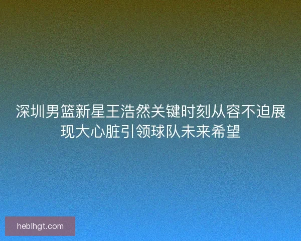 深圳男篮新星王浩然关键时刻从容不迫展现大心脏引领球队未来希望